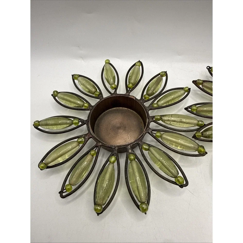 Vintage Metal Sunflower Tea light Candle Holder Set‎ MCM